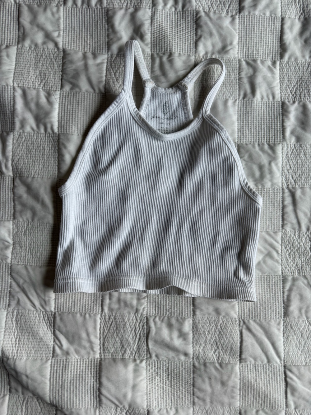 free people happiness runs White Ribbed Tank Top